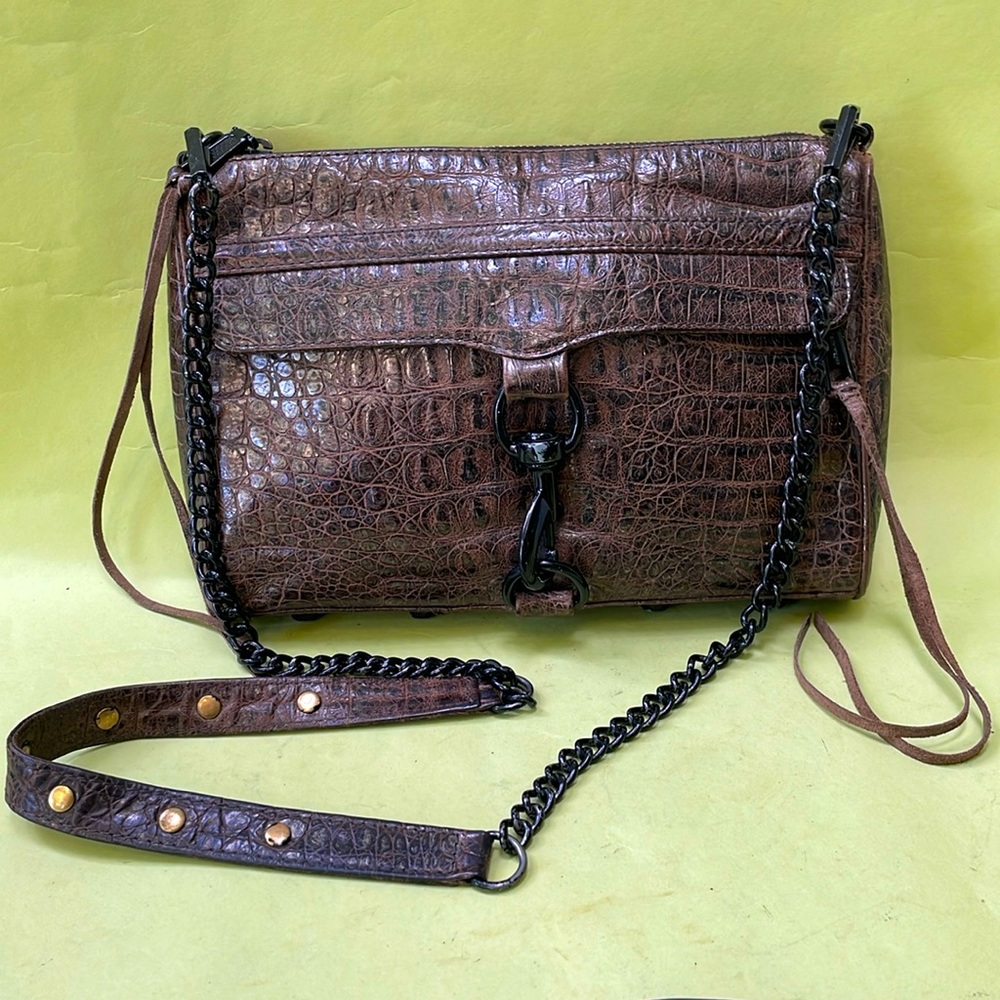 Vintage brown/black Rebecca Minkoff distressed leather crossbody bag